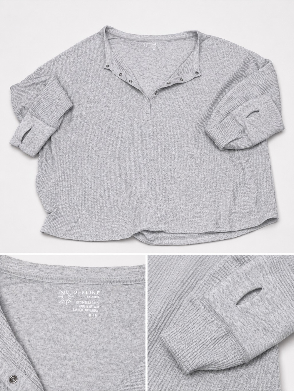 OFFLINE Gray Ribbed Henley Sweater